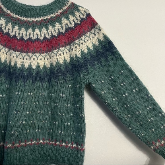 Vintage Mohair Blend Nino de Lendos Grandma Nordic Icelandic Sweater Green Small - Picture 5 of 7